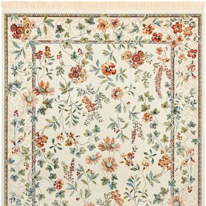 Teppich NOURISTAN Orient Flowers Teppiche Gr. B/L: 195 cm x 300 cm, 5 mm, 1 St., beige (creme) Fransenteppich Orientalische Muster Orientalisch mit Fransen, Orient, Wohnzimmer, Schlafzimmer, Esszimmer