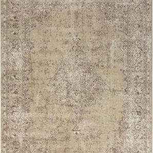 Teppich NOURISTAN Orient Vintage Medaillon Teppiche Gr. B/L: 135 cm x 195 cm, 5 mm, 1 St., grün (olivgrün) Orientalische Muster Orientalisch mit Fransen, Orient, Wohnzimmer, Schlafzimmer, Esszimmer