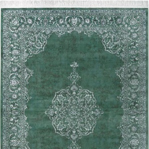 Teppich NOURISTAN Orient Vintage Medaillon Teppiche Gr. B/L: 160 cm x 230 cm, 5 mm, 1 St., grün Orientalische Muster Orientalisch mit Fransen, Orient, Wohnzimmer, Schlafzimmer, Esszimmer