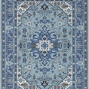 Teppich NOURISTAN Skazar Isfahan Teppiche Gr. B/L: 200 cm x 290 cm, 9 mm, 1 St., blau (himmelblau) Orientalische Muster Kurzflor, Orient, Teppich, Vintage, Esszimmer, Wohnzimmer, Flur