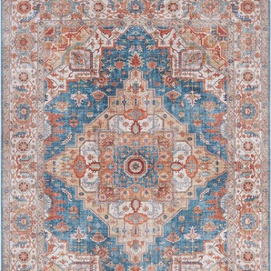Teppich NOURISTAN Sylla Teppiche Gr. B/L: 160 cm x 230 cm, 5 mm, 1 St., blau (jeansblau) Orientalische Muster Orientalisch, Orient, Vintage, Wohnzimmer, Schlafzimmer, Esszimmer