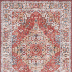 Teppich NOURISTAN Sylla Teppiche Gr. B/L: 200 cm x 290 cm, 5 mm, 1 St., rot (ziegelrot) Orientalische Muster