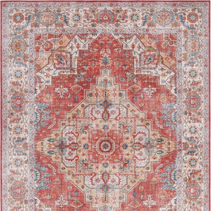 Teppich NOURISTAN Sylla Teppiche Gr. B/L: 200 cm x 290 cm, 5 mm, 1 St., rot (ziegelrot) Orientalische Muster Orientalisch, Orient, Vintage, Wohnzimmer, Schlafzimmer, Esszimmer