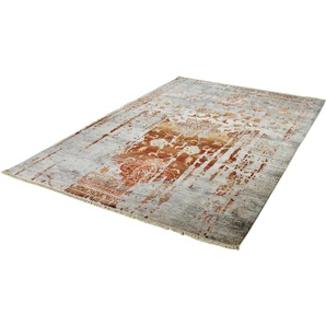 Teppich OBSESSION My Laos 453 Teppiche Gr. B/L: 200 cm x 285 cm, 14 mm, 1 St., orange (terra) Esszimmerteppiche modernes Vintage Design, mit Fransen