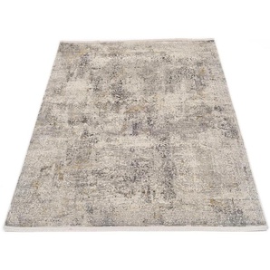 Teppich OCI DIE TEPPICHMARKE BESTSELLER CAVA Teppiche Gr. B/L: 200 cm x 250 cm, 8 mm, 1 St., grau Orientalische Muster Glanz Viskose, mit Fransen, Hoch Tief Struktur, Vintage, Wohnzimmer