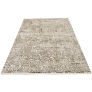 Teppich OCI DIE TEPPICHMARKE BESTSELLER CAVA Teppiche Gr. B/L: 200 cm x 290 cm, 8 mm, 1 St., goldfarben Orientalische Muster Glanz Viskose, mit Fransen, Hoch Tief Struktur, Vintage, Wohnzimmer