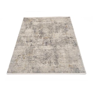 Teppich OCI DIE TEPPICHMARKE BESTSELLER CAVA Teppiche Gr. B/L: 200 cm x 290 cm, 8 mm, 1 St., grau Orientalische Muster Glanz Viskose, mit Fransen, Hoch Tief Struktur, Vintage, Wohnzimmer