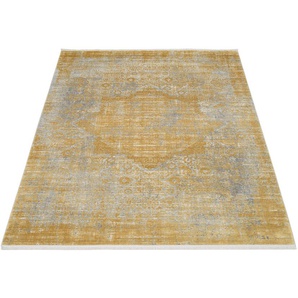 Teppich OCI DIE TEPPICHMARKE COLOUR MEDI Teppiche Gr. B/L: 120 cm x 170 cm, 8 mm, 1 St., goldfarben Esszimmerteppiche