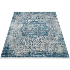 Teppich OCI DIE TEPPICHMARKE COLOUR MEDI Teppiche Gr. B/L: 140 cm x 200 cm, 8 mm, 1 St., blau Esszimmerteppiche
