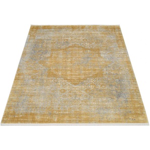 Teppich OCI DIE TEPPICHMARKE COLOUR MEDI Teppiche Gr. B/L: 160 cm x 230 cm, 8 mm, 1 St., goldfarben Esszimmerteppiche