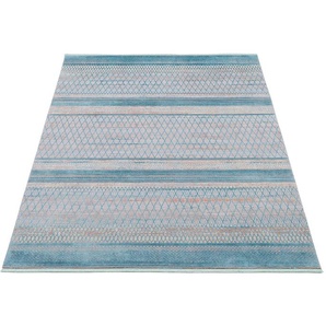 Teppich OCI DIE TEPPICHMARKE FARBEN MASTER Teppiche Gr. B/L: 240 cm x 330 cm, 8 mm, 1 St., blau (türkis, grau) Esszimmerteppiche Klassisches Muster, eingefasst, in 3-D-Optik