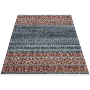 Teppich OCI DIE TEPPICHMARKE GRAND FASHION 13 Teppiche Gr. B/L: 65 cm x 130 cm, 5 mm, 1 St., blau (blau, terra) Esszimmerteppiche