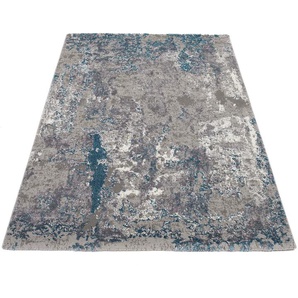 Teppich OCI DIE TEPPICHMARKE Juwel Liray Teppiche Gr. B/L: 140 cm x 200 cm, 20 mm, 1 St., grau (grau, petrol) Esszimmerteppiche
