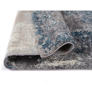 Teppich OCI DIE TEPPICHMARKE JUWEL LIRAY Teppiche Gr. Ø 200 cm, 20 mm, 1 St., grau (grau, petrol) Esszimmerteppiche