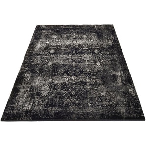 Teppich OCI DIE TEPPICHMARKE Magic Teppiche Gr. B/L: 200 cm x 250 cm, 8 mm, 1 St., schwarz (schwarz, grau) Orientalische Muster Glanz Viskose, mit Fransen, Wohnzimmer