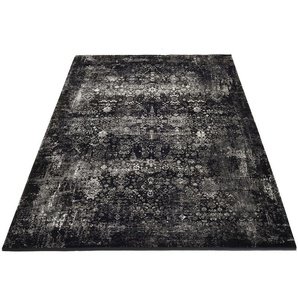 Teppich OCI DIE TEPPICHMARKE Magic Teppiche Gr. B/L: 200 cm x 290 cm, 8 mm, 1 St., schwarz (schwarz, grau) Fransenteppich Orientalische Muster Glanz Viskose, mit Fransen, Wohnzimmer