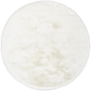 Teppich OCI DIE TEPPICHMARKE ROCKY SOFT Teppiche Gr. Ø 160 cm, 35 mm, 1 St., beige (creme, weiß) Esszimmerteppiche Kunstfell, weich, kuschelig, maschinell gewebt, waschbar
