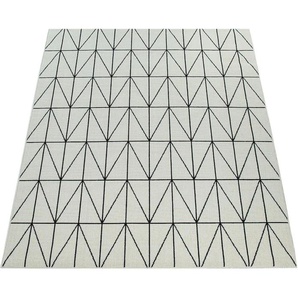 Teppich PACO HOME Brugge 224 Teppiche Gr. B/L: 200 cm x 290 cm, 4 mm, 1 St., weiß Esszimmerteppiche Flachgewebe, modernes gemetrisches Muster, In- und Outdoor geeignet