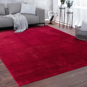 Teppich PACO HOME Cadiz 630, rot, B:240cm H:14mm L:340cm, Polyester, Teppiche, Uni-Farben, besonders weich, waschbar, auch als Läufer erhältlich