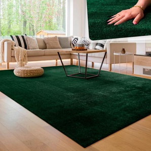 Teppich PACO HOME Cadiz 630 Teppiche Gr. B/L: 240 cm x 340 cm, 14 mm, 1 St., grün Esszimmerteppiche Uni-Farben, besonders weich, waschbar, auch als Läufer erhältlich