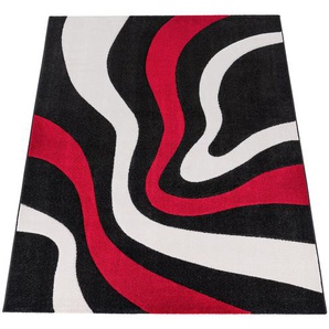 Teppich PACO HOME Diamond 760 Teppiche Gr. B/L: 120 cm x 170 cm, 18 mm, 1 St., rot Esszimmerteppiche Kurzflor, 3D-Design, modernes Wellen Muster