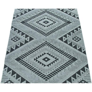 Teppich PACO HOME Eupen 471 Teppiche Gr. B/L: 200 cm x 290 cm, 22 mm, 1 St., schwarz Esszimmerteppiche Hoch-Tief-Struktur, Rauten Muster, In- und Outdoor geeignet