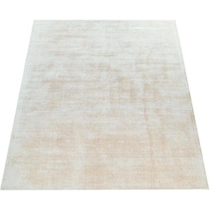 Teppich PACO HOME Glori 330 Teppiche Gr. B/L: 120 cm x 170 cm, 9 mm, 1 St., beige (creme) Esszimmerteppiche Handweb, Kurzflor, 100% Viskose, handgewebt, mit leichtem Schimmer