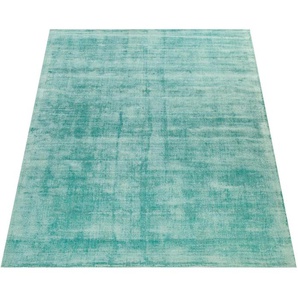 Teppich PACO HOME Glori 330 Teppiche Gr. B/L: 160 cm x 230 cm, 9 mm, 1 St., grün (hellgrün) Esszimmerteppiche Handweb, Kurzflor, 100% Viskose, handgewebt, mit leichtem Schimmer