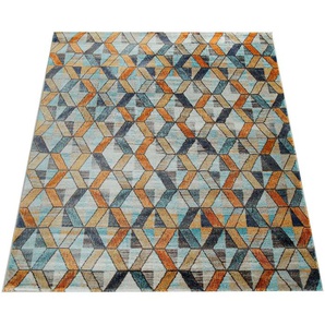 Teppich PACO HOME Jazz 701 Teppiche Gr. B/L: 160 cm x 220 cm, 14 mm, 1 St., bunt (mehrfarbig) Esszimmerteppiche Kurzflor, modernes geometrisches Design und Used-Look