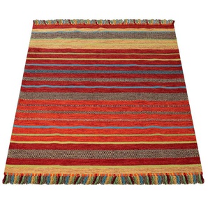 Teppich PACO HOME Kilim 213 Teppiche Gr. B/L: 240 cm x 340 cm, 12 mm, 1 St., orange (terrakotta) Baumwollteppiche handgewebter Wendeteppich, reine Baumwolle, gestreift, Wohnzimmer