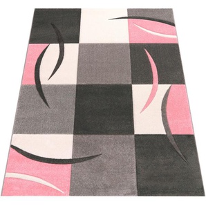 Teppich PACO HOME Lara 235 Teppiche Gr. B/L: 200 cm x 290 cm, 16 mm, 1 St., pink Esszimmerteppiche Kurzflor, modernes Design, Pastell-Farben, mit Konturenschnitt