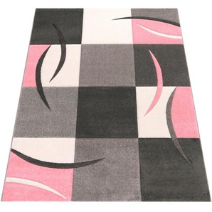 Teppich PACO HOME Lara 235 Teppiche Gr. B/L: 240 cm x 330 cm, 16 mm, 1 St., pink Esszimmerteppiche Kurzflor, modernes Design, Pastell-Farben, mit Konturenschnitt