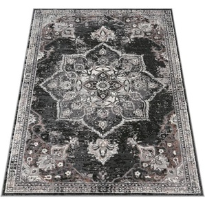 Teppich PACO HOME Pescara 335 Teppiche Gr. B/L: 200 cm x 280 cm, 12 mm, 1 St., schwarz Orientalische Muster