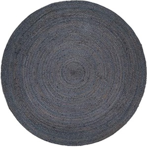Teppich PACO HOME Viborg 595 Teppiche Gr. Ø 120 cm, 13 mm, 1 St., grau Juteteppiche Jute, Modern, Boho, Handgefertigter Natur-Teppich