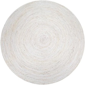 Teppich PACO HOME Viborg 595 Teppiche Gr. Ø 120 cm, 13 mm, 1 St., weiß Juteteppiche Jute, Modern, Boho, Handgefertigter Natur-Teppich
