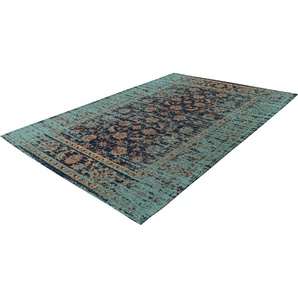 Teppich PADIRO Charme 225 Teppiche Gr. B/L: 120 cm x 180 cm, 5 mm, 1 St., bunt (multi, blau) Baumwollteppiche Chenille Flachgewebe im Vintage Stil