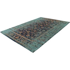 Teppich PADIRO Charme 225 Teppiche Gr. B/L: 200 cm x 290 cm, 5 mm, 1 St., bunt (multi, blau) Baumwollteppiche Chenille Flachgewebe im Vintage Stil