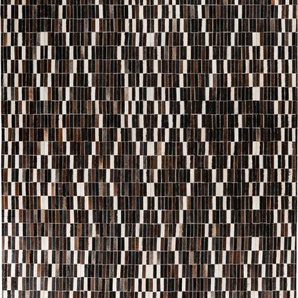 Teppich PADIRO Lavin 125 Teppiche Gr. B/L: 80 cm x 150 cm, 8 mm, 1 St., schwarz-weiß (schwarz, weiß) Esszimmerteppiche Handgenähtes und hochwertig verarbeitetes Unikat