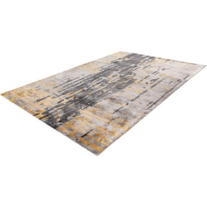 Teppich PADIRO Sinai 225 Teppiche Gr. B/L: 120 cm x 170 cm, 11 mm, 1 St., grau (grau, blau, goldfarben) Esszimmerteppiche Viskose