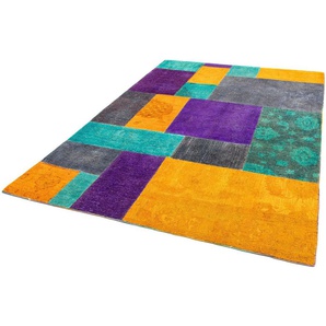 Teppich Patchwork - 232 x 164 cm - mehrfarbig, morgenland, rechteckig, Höhe: 7 mm, Wohnzimmer, Handgeknüpft, Einzelstück mit Zertifikat
