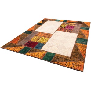 Teppich Patchwork - 249 x 194 cm - mehrfarbig, morgenland, rechteckig, Höhe: 7 mm, Wohnzimmer, Handgeknüpft, Einzelstück mit Zertifikat