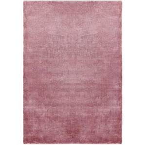 Teppich Rosa Viskose 140 x 200 cm Kurzflor Rechteckig mit Baumwoll-Unterseite Modern Industrial Einfarbig Handgewebt Wohnzimmer Schlafzimmer