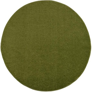 Teppich SANAT Uni Teppiche Gr. Ø 200 cm, 13 mm, 1 St., grün Esszimmerteppiche