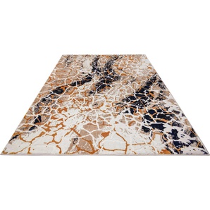 Teppich Sander, Leonique, rechteckig, Höhe: 24 mm, modernes Design, Teppiche in Marmor-Optik, mit goldfarbenen Akzenten