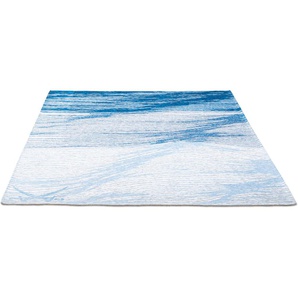 Teppich SANSIBAR Keitum 007 Teppiche Gr. B/L: 130 cm x 190 cm, 3 mm, 1 St., blau Esszimmerteppiche Flachgewebe, modernes Wellen Design & gekreuzte Säbel