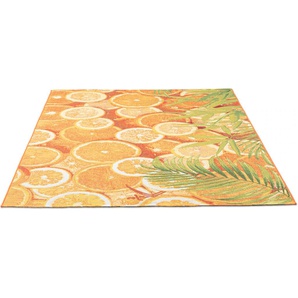 Teppich SANSIBAR Rantum Beach 001 Teppiche Gr. B/L: 130 cm x 190 cm, 5 mm, 1 St., orange Esszimmerteppiche Flachgewebe, modernes Sommer Design, In- und Outdoor geeignet