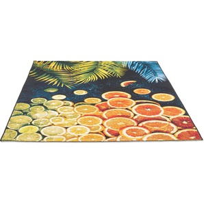 Teppich SANSIBAR Rantum Beach 004 Teppiche Gr. B/L: 190 cm x 290 cm, 5 mm, 1 St., bunt (multi) Esszimmerteppiche Flachgewebe, modernes Sommer Design, In- und Outdoor geeignet