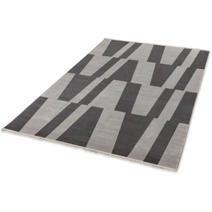 Teppich SCHÖNER WOHNEN-KOLLEKTION Magic 6104 Teppiche Gr. B/L: 133 cm x 190 cm, 7 mm, 1 St., grau (dunkelgrau) Esszimmerteppiche Hoch Tief Struktur, mit Viskose, weich und glänzend