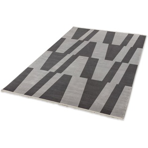 Teppich SCHÖNER WOHNEN-KOLLEKTION Magic 6104 Teppiche Gr. B/L: 200 cm x 290 cm, 7 mm, 1 St., grau (dunkelgrau) Esszimmerteppiche Hoch Tief Struktur, mit Viskose, weich und glänzend
