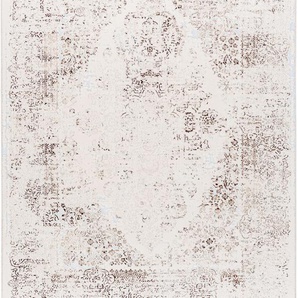Teppich SEHRAZAT Diamond 7810 Teppiche Gr. B/L: 200 cm x 290 cm, 6 mm, 1 St., beige (creme) Fransenteppich Orientalische Muster Vintage Design,Kurzflor,mit weichem Glanz Garn,mit Fransen